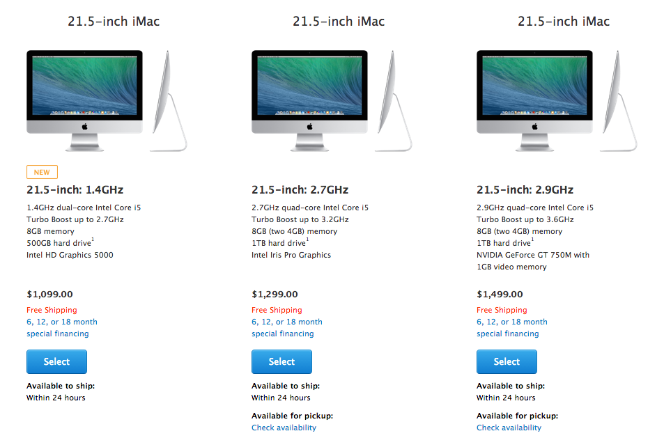 Apple bổ sung bản iMac giá 1099 USD, màn hình 21