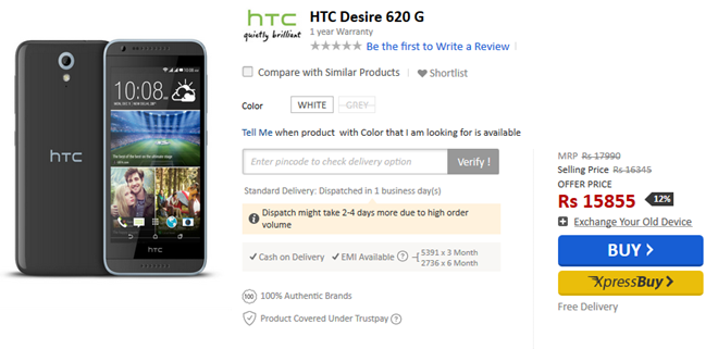 HTC ra mắt Desire 620G chạy chip 8 nhân tại Ấn Độ