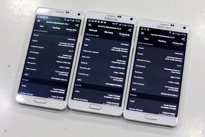 Ảnh mở hộp Galaxy Note 4 bản 4G dùng chip Qualcomm
