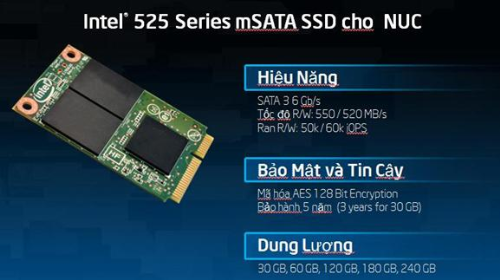 Intel SSD mSATA 525 tạo bệ phóng tốc độ cho NUC 